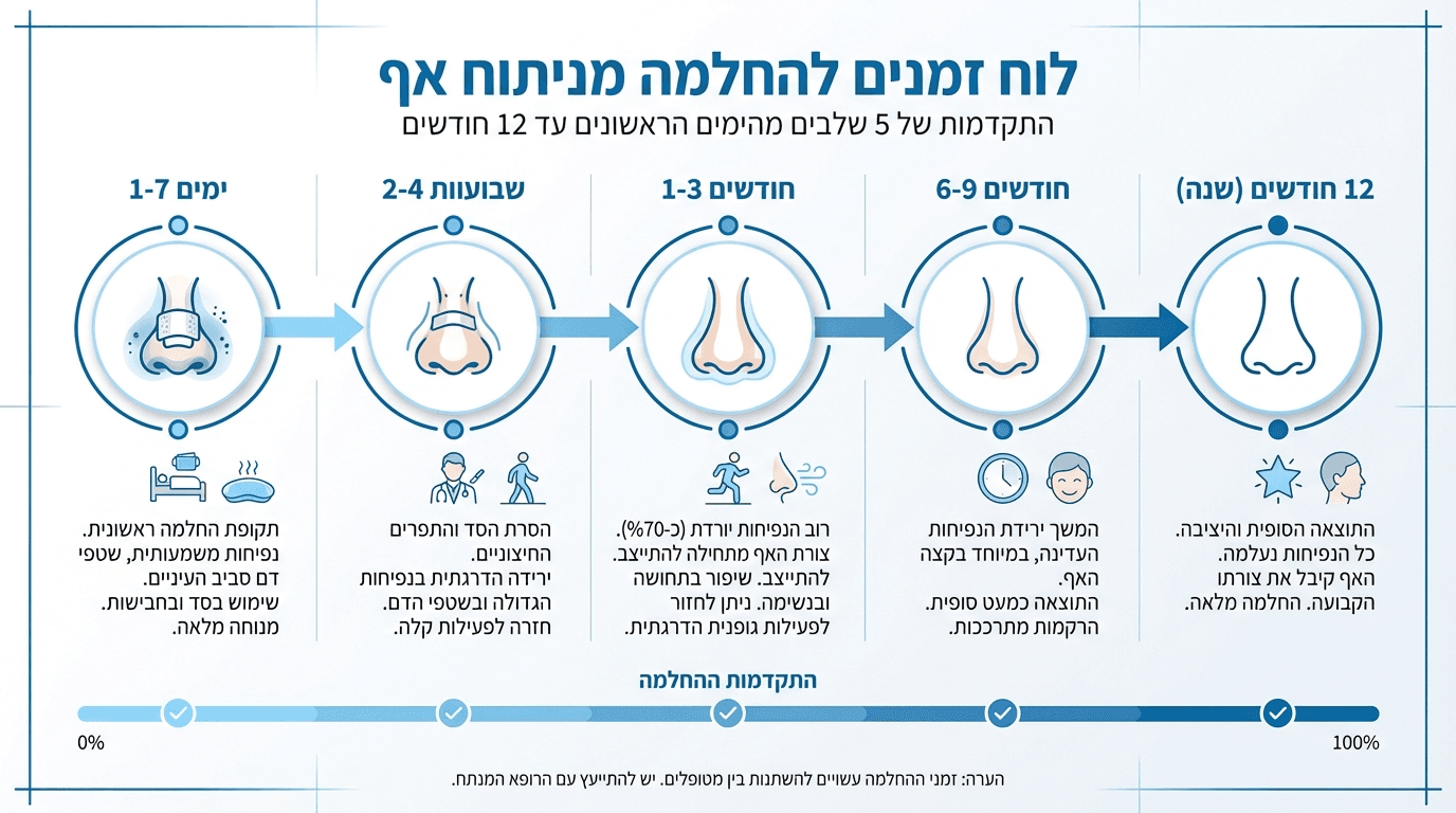 ציר הזמן של תהליך ההחלמה מניתוח אף