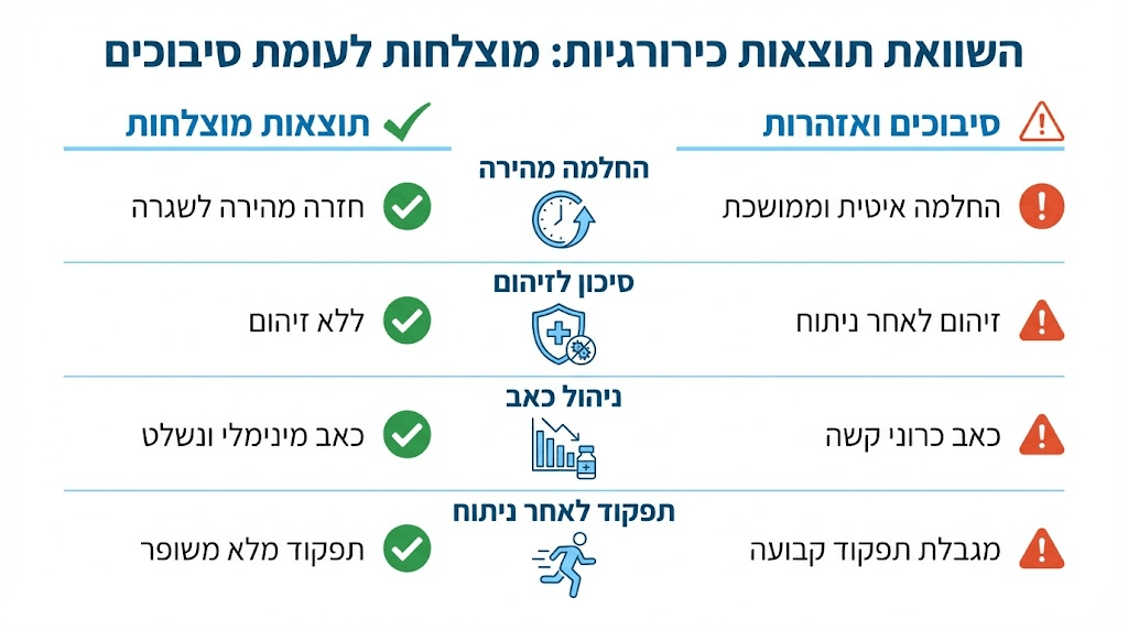 השוואה בין תוצאה מוצלחת לפחות מוצלחת בניתוח עפעפיים תחתונים