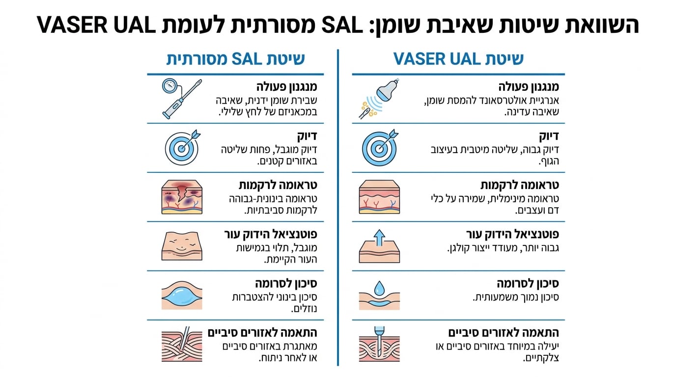 השוואה בין שאיבת שומן ויזר לשאיבת שומן מסורתית – ניתוח מקצועי על ידי ד