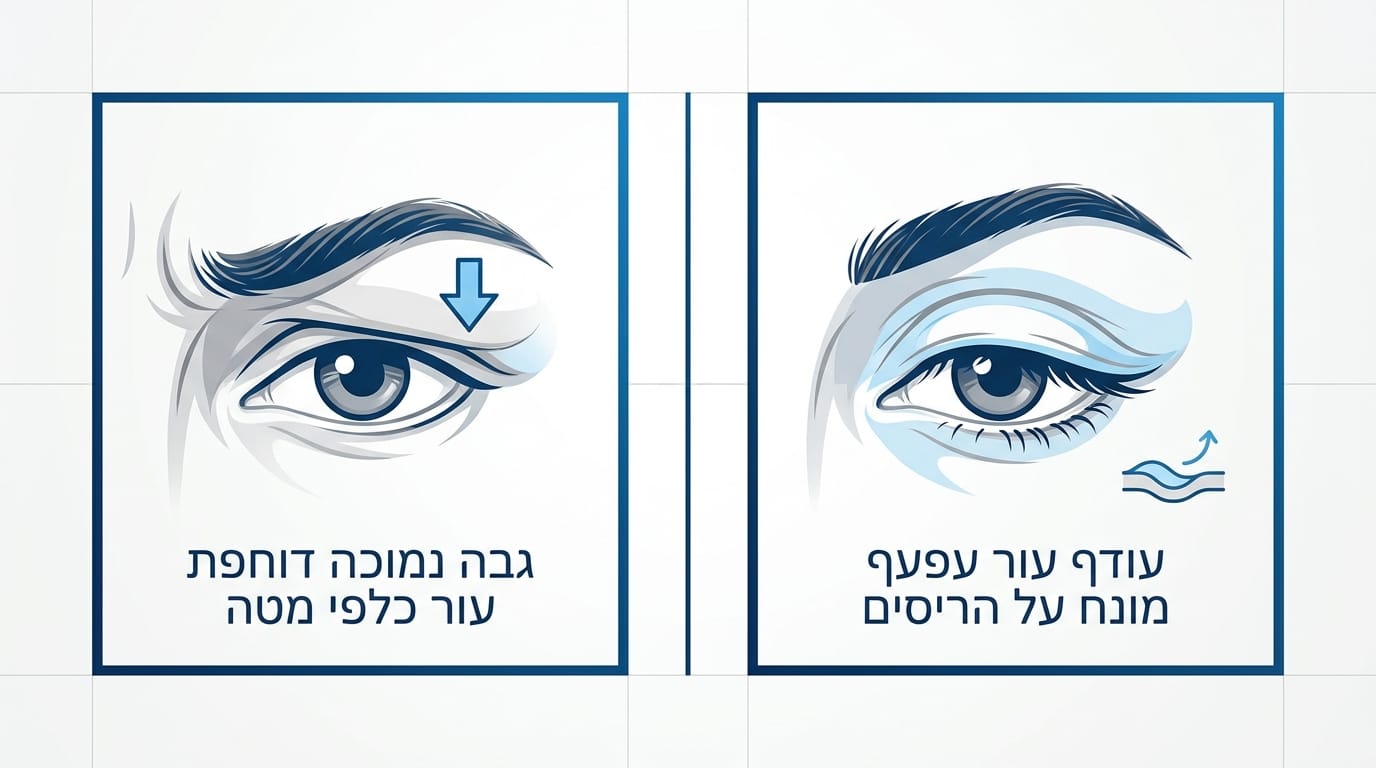 הבחנה בין צניחת גבות לעודף עור בעפעף – המדריך המקצועי של ד