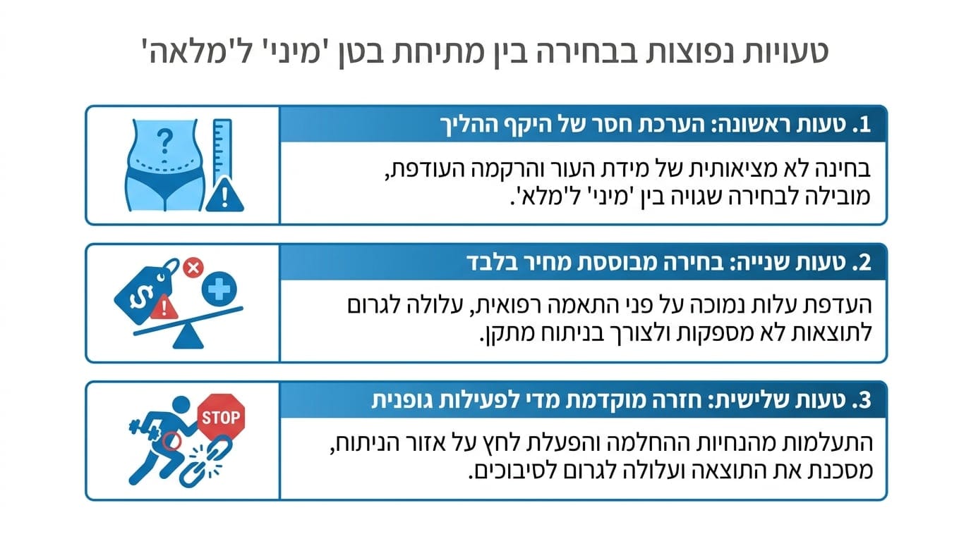 טעויות נפוצות בבחירה בין מיני מתיחת בטן למתיחת בטן מלאה – מה חשוב לדעת