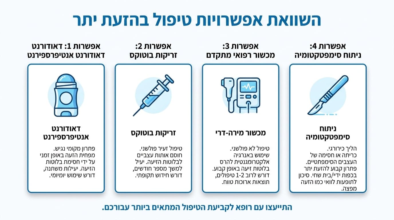 השוואה בין בוטוקס לפתרונות אחרים לטיפול בהזעת יתר