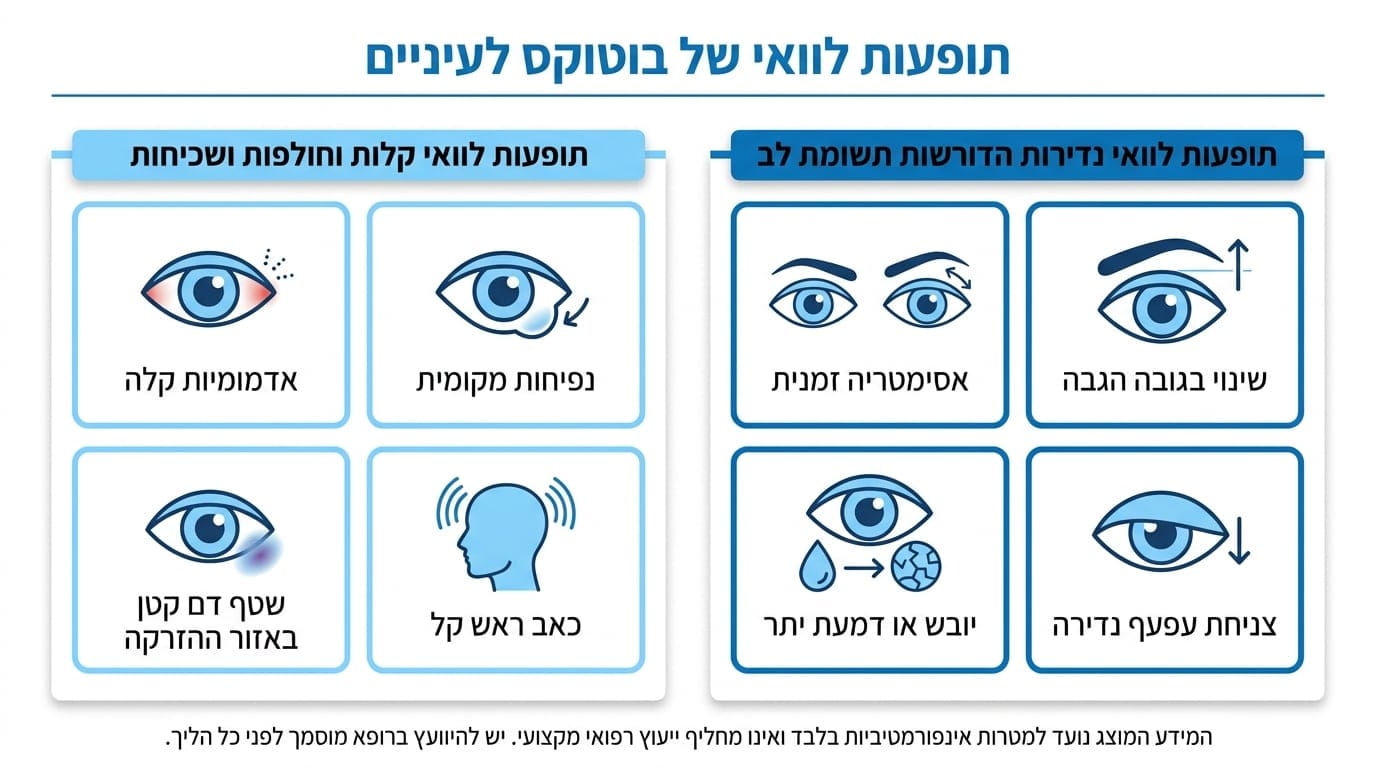 אילו תופעות לוואי אפשריות מבוטוקס עיניים ומה נחשב נדיר